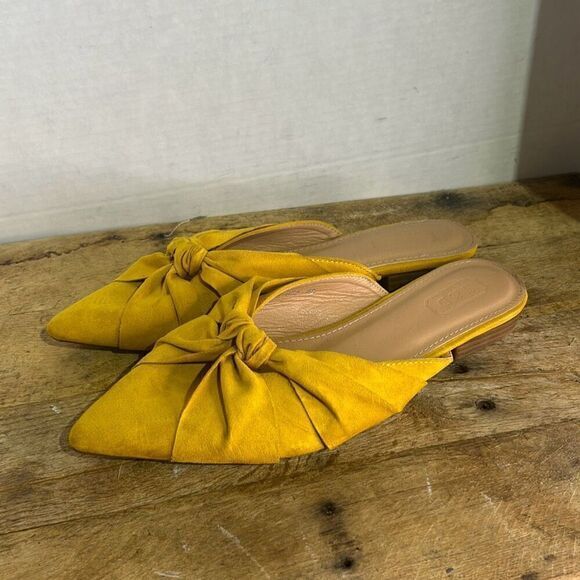 H & D Womens Yellow Pointed Toe Knotted Slip-on Mule‎ Flats Size 40 - Picture 1 of 7